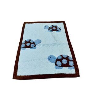 Kidsline Blue Brown crib Blanket Turtles Kids line 33"x43"